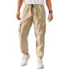 imageCOOFANDY Mens Casual Joggers Pants Stretch Waist Drawstring Cargo Pants Tapered Sweatpants with PocketsKhaki