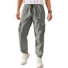 imageCOOFANDY Mens Casual Joggers Pants Stretch Waist Drawstring Cargo Pants Tapered Sweatpants with PocketsLight Grey