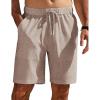 imageCOOFANDY Mens Casual Shorts Elastic Waist Drawstring Shorts Summer Beach Linen ShortsKhaki