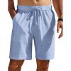 imageCOOFANDY Mens Casual Shorts Elastic Waist Drawstring Shorts Summer Beach Linen ShortsLight Blue