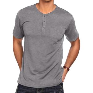 imageCOOFANDY Mens 3 Pack Henley Shirts Short Sleeve Casual Basic Tees Classic Henley Summer Solid T Shirts with Pocket1 Pack Dark Grey