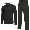 imageCOOFANDY Mens 2 Piece Tracksuit Set Quarter Zip Sweatsuit Athletic Running Suit Sets Long Sleeve Casual OutfitsAll Black