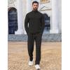 imageCOOFANDY Mens 2 Piece Tracksuit Set Quarter Zip Sweatsuit Athletic Running Suit Sets Long Sleeve Casual OutfitsAll Black