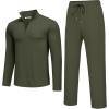 imageCOOFANDY Mens 2 Piece Tracksuit Set Quarter Zip Sweatsuit Athletic Running Suit Sets Long Sleeve Casual OutfitsArmy Green