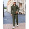 imageCOOFANDY Mens 2 Piece Tracksuit Set Quarter Zip Sweatsuit Athletic Running Suit Sets Long Sleeve Casual OutfitsArmy Green