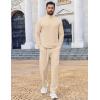 imageCOOFANDY Mens 2 Piece Tracksuit Set Quarter Zip Sweatsuit Athletic Running Suit Sets Long Sleeve Casual OutfitsBeige