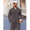 imageCOOFANDY Mens 2 Piece Tracksuit Set Quarter Zip Sweatsuit Athletic Running Suit Sets Long Sleeve Casual OutfitsDark Grey