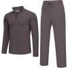imageCOOFANDY Mens 2 Piece Tracksuit Set Quarter Zip Sweatsuit Athletic Running Suit Sets Long Sleeve Casual OutfitsDark Grey