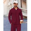 imageCOOFANDY Mens 2 Piece Tracksuit Set Quarter Zip Sweatsuit Athletic Running Suit Sets Long Sleeve Casual OutfitsDark Red