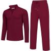 imageCOOFANDY Mens 2 Piece Tracksuit Set Quarter Zip Sweatsuit Athletic Running Suit Sets Long Sleeve Casual OutfitsDark Red