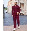 imageCOOFANDY Mens 2 Piece Tracksuit Set Quarter Zip Sweatsuit Athletic Running Suit Sets Long Sleeve Casual OutfitsDark Red