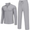 imageCOOFANDY Mens 2 Piece Tracksuit Set Quarter Zip Sweatsuit Athletic Running Suit Sets Long Sleeve Casual OutfitsGrey