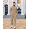 imageCOOFANDY Mens 2 Piece Tracksuit Set Quarter Zip Sweatsuit Athletic Running Suit Sets Long Sleeve Casual OutfitsKhaki