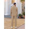 imageCOOFANDY Mens 2 Piece Tracksuit Set Quarter Zip Sweatsuit Athletic Running Suit Sets Long Sleeve Casual OutfitsKhaki