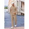 imageCOOFANDY Mens 2 Piece Tracksuit Set Quarter Zip Sweatsuit Athletic Running Suit Sets Long Sleeve Casual OutfitsKhaki