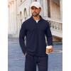 imageCOOFANDY Mens 2 Piece Tracksuit Set Quarter Zip Sweatsuit Athletic Running Suit Sets Long Sleeve Casual OutfitsNavy Blue