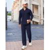 imageCOOFANDY Mens 2 Piece Tracksuit Set Quarter Zip Sweatsuit Athletic Running Suit Sets Long Sleeve Casual OutfitsNavy Blue