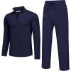 imageCOOFANDY Mens 2 Piece Tracksuit Set Quarter Zip Sweatsuit Athletic Running Suit Sets Long Sleeve Casual OutfitsNavy Blue