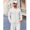 imageCOOFANDY Mens 2 Piece Tracksuit Set Quarter Zip Sweatsuit Athletic Running Suit Sets Long Sleeve Casual OutfitsWhite