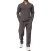 imageCOOFANDY Mens 2 Piece Tracksuit Set Quarter Zip Sweatsuit Athletic Running Suit Sets Long Sleeve Casual OutfitsDark Grey
