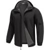 imageCOOFANDY Mens Hooded Softshell Jacket Waterproof Fleece Lined Windbreaker Lightweight Outdoor Hiking JacketBlack