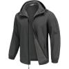 imageCOOFANDY Mens Hooded Softshell Jacket Waterproof Fleece Lined Windbreaker Lightweight Outdoor Hiking JacketDark Grey