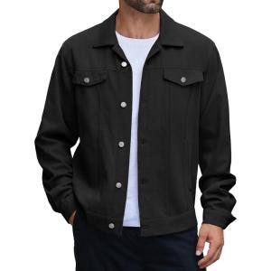 imageCOOFANDY Mens Cotton Denim Jacket Lightweight Trucker Western Jackets Casual Fashion Jean CoatAblack
