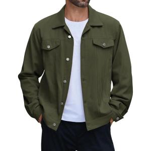 imageCOOFANDY Mens Cotton Denim Jacket Lightweight Trucker Western Jackets Casual Fashion Jean CoatArmy Green