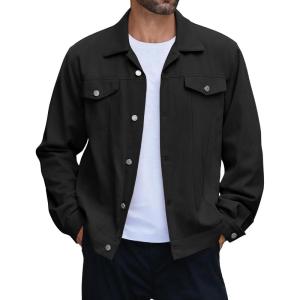 imageCOOFANDY Mens Cotton Denim Jacket Lightweight Trucker Western Jackets Casual Fashion Jean CoatBlack