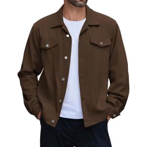 imageCOOFANDY Mens Cotton Denim Jacket Lightweight Trucker Western Jackets Casual Fashion Jean CoatBrown
