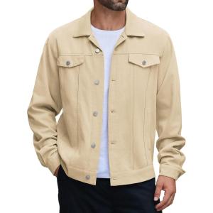 imageCOOFANDY Mens Cotton Denim Jacket Lightweight Trucker Western Jackets Casual Fashion Jean CoatCream