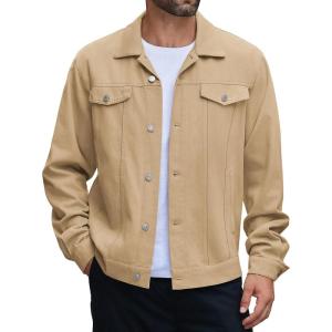 imageCOOFANDY Mens Cotton Denim Jacket Lightweight Trucker Western Jackets Casual Fashion Jean CoatKhaki