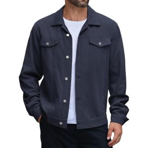 imageCOOFANDY Mens Cotton Denim Jacket Lightweight Trucker Western Jackets Casual Fashion Jean CoatNavy Blue