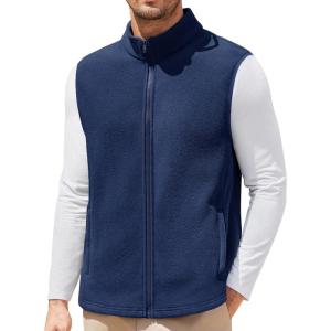 imageCOOFANDY Mens Polar Fleece Vest Lightweight Sleeveless Jacket Warm Zip up Outerwear Vests with Zipper Pockets for HikingNavy