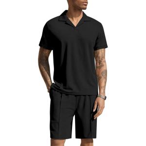 imageCOOFANDY Mens Polo Shirt and Shorts Set 2 Piece Outfits Fashion Summer Tracksuits Short Sleeve Casual Polo Suit