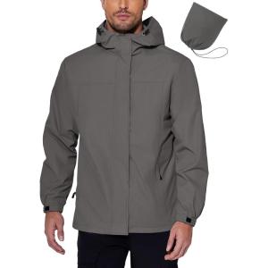 imageCOOFANDY Mens Rain Jacket Waterproof With Hood Lightweight Packable Shell Raincoat Windbreaker For Cycling Golf TravelGrey
