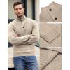 imageCOOFANDY Men Quarter Button Sweater Pullover Cable Knit Henley Mock Neck SweaterBeige