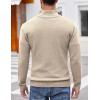 imageCOOFANDY Men Quarter Button Sweater Pullover Cable Knit Henley Mock Neck SweaterBeige