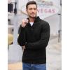 imageCOOFANDY Men Quarter Button Sweater Pullover Cable Knit Henley Mock Neck SweaterBlack