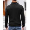 imageCOOFANDY Men Quarter Button Sweater Pullover Cable Knit Henley Mock Neck SweaterBlack