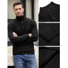 imageCOOFANDY Men Quarter Button Sweater Pullover Cable Knit Henley Mock Neck SweaterBlack
