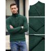 imageCOOFANDY Men Quarter Button Sweater Pullover Cable Knit Henley Mock Neck SweaterGreen