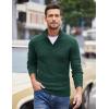 imageCOOFANDY Men Quarter Button Sweater Pullover Cable Knit Henley Mock Neck SweaterGreen