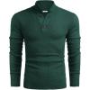 imageCOOFANDY Men Quarter Button Sweater Pullover Cable Knit Henley Mock Neck SweaterGreen