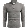 imageCOOFANDY Men Quarter Button Sweater Pullover Cable Knit Henley Mock Neck SweaterGrey