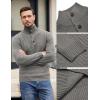 imageCOOFANDY Men Quarter Button Sweater Pullover Cable Knit Henley Mock Neck SweaterGrey