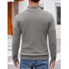imageCOOFANDY Men Quarter Button Sweater Pullover Cable Knit Henley Mock Neck SweaterGrey