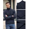 imageCOOFANDY Men Quarter Button Sweater Pullover Cable Knit Henley Mock Neck SweaterNavy Blue