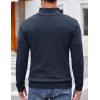 imageCOOFANDY Men Quarter Button Sweater Pullover Cable Knit Henley Mock Neck SweaterNavy Blue