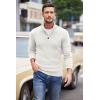 imageCOOFANDY Men Quarter Button Sweater Pullover Cable Knit Henley Mock Neck SweaterWhite